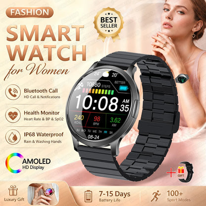 Fashion Women Smart Watch 1.32”AMOLED 100+dials Heart Rate Blood Oxygen Blood Pressure Monitoring Waterproof Give a Gift 2026New