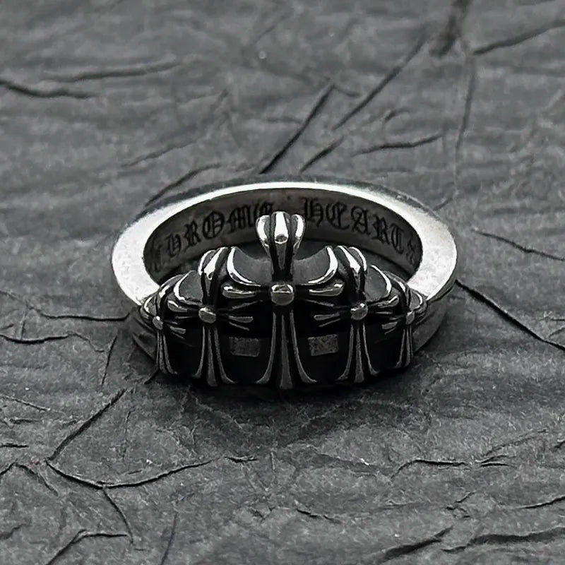 S925 Sterling Silver Vintage Crown Ring, American High-end Vintage Couple Gift, Classic Style