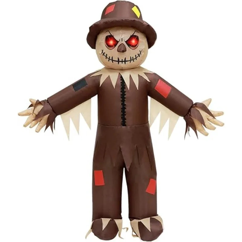 Haunted House Party Scarecrow Inflatable Costume Glowing Eyes Cosplay Horror Costume Full Body Blow Up Suit Carnival Christmas
