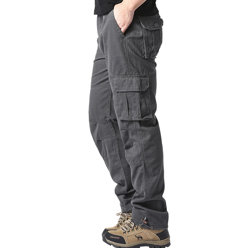 Large Pocket Loose Overalls Men's Outdoor Sports Jogging Tactical Pants Elastic Waist