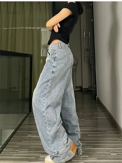 Casual jeans reversible pants ins fashion American retro Y2K loose high waist jeans women street clothing loose trousers pants
