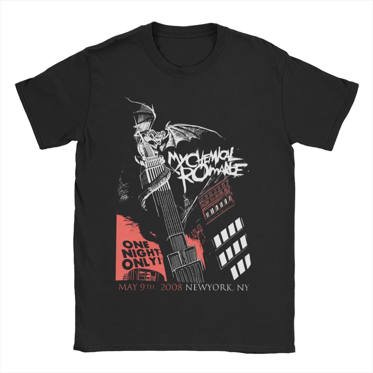 Short Sleeved Round Neck Y2k Tshirt Men Clothing New in Top & Tees Mens T-Shirt Cat Parade Band Punk My Chemical Romance