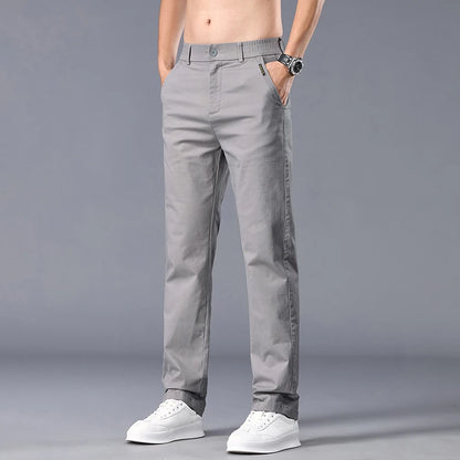 Business Straight Ice Silk Casual Pants Men Spring Summer Thin Breathable Fashion Trousers Classic Men's Clothing Luxury Pants