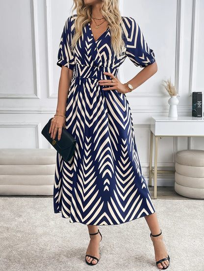 Elegant Directed Large Swing Geometric Pattern Dress Women's Fashion Casual Skirt