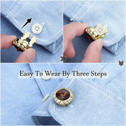 HAWSON Men's Crystal Button Cover, Birthstone Button Cover Plain Shirt and French Shirt Accessory Gift.