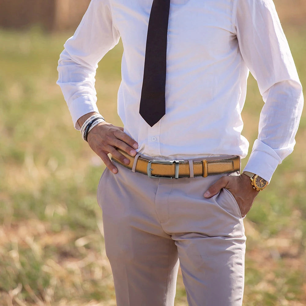 Men's Brand Leather Belts for Men 105cm-135cm Automatic Belt with Ratchet Strap Top Quality Belts Luxury Belts for Men