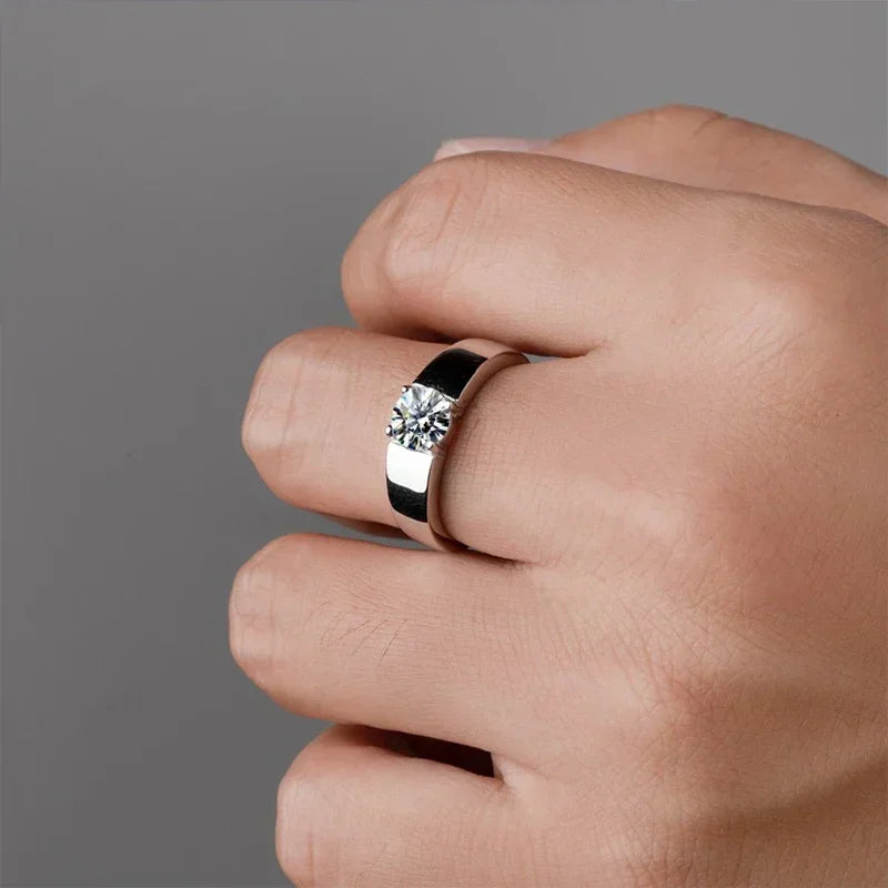 NeeTim 1ct 2ct D Moissanite Wedding Band Men Ring 925 Sterling Silver Engagement Rings For Man With Certificate Fine Jewelry