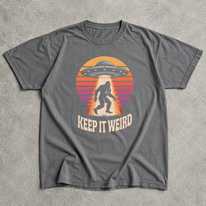 Groovy UFO Bigfoot Sasquatch Lady Retro Pop Art Graphic Tee Weird Alien 70s Vibe Shirt Music Festival Top
