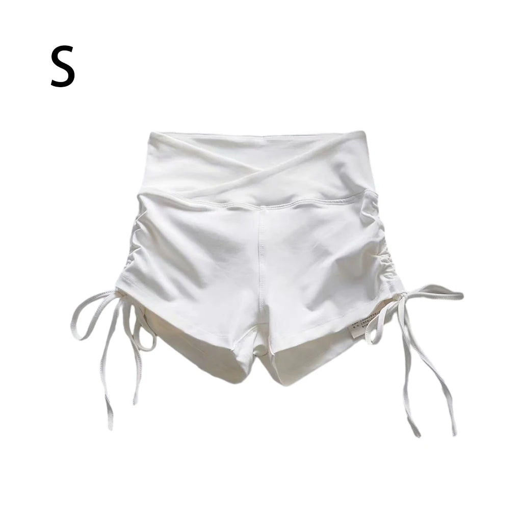 Women Shorts Fitness Hip Lifting Tights Short Leggings Yoga White