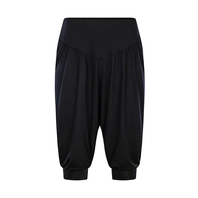 Summer Women Capri Pants Elastic Casual Loose High Waist Bloomers Joggers Sports Fitness Yoga Sweatpants Trousers
