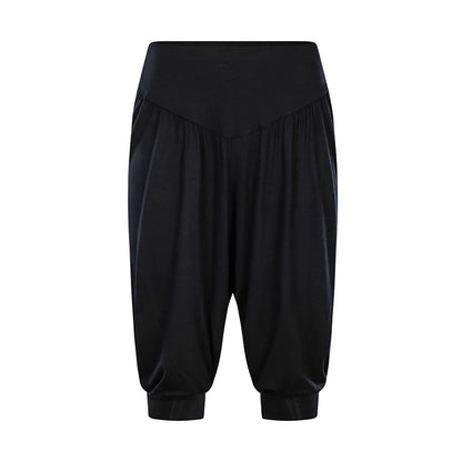 Summer Women Capri Pants Elastic Casual Loose High Waist Bloomers Joggers Sports Fitness Yoga Sweatpants Trousers