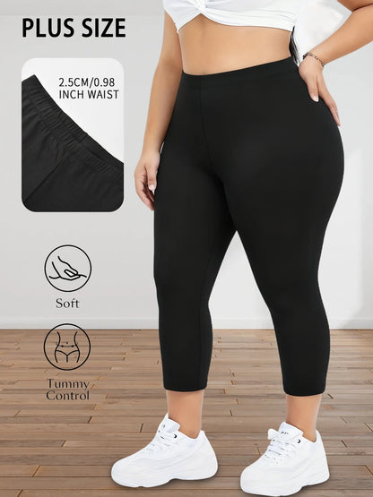 Plus Size Super Soft Capri Pants for Women No See Through Workout Running Yoga Athletic Leggings