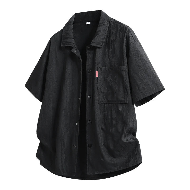 Plus Size 9XL Men's Ice Silk Shirt Quick Dry Short Sleeve Top Male Summer Large Big Casual Snap Button Up Oversized Loose Fit Fat