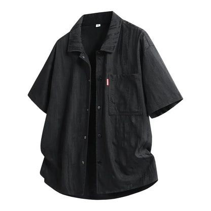 Plus Size 9XL Men's Ice Silk Shirt Quick Dry Short Sleeve Top Male Summer Large Big Casual Snap Button Up Oversized Loose Fit Fat