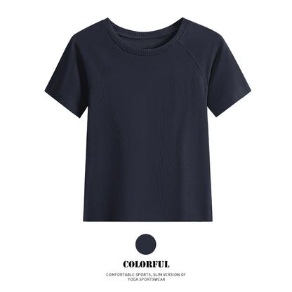 DRUR Women Seamless Yoga T-Shirt Short Sleeve Workout Tops Fitness Gym Sportswear Summer Breathable Running Shirt Golf Crew neck