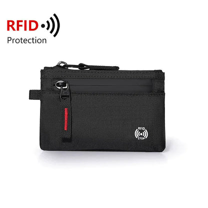 Zipper Rfid Wallet Mini Coin Purse Women Men's Nylon Short Wallet Retro Key Card Holder Small Money Bag Trend Youth Mini Handbag
