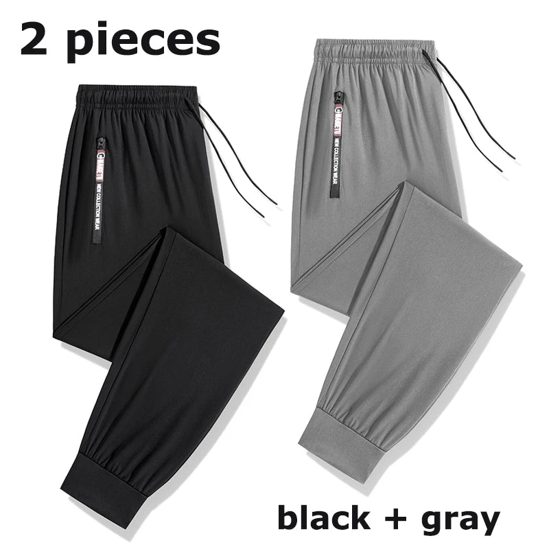 Men's Athletic Stretchy Quick Dry Pants with Zipper Pockets Lightweight Sweatpants for Outdoor Hiking Fishing Running Workout