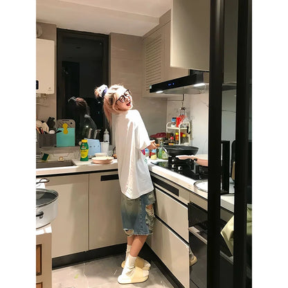 YIBASHU Summer Women Abi American Ripped Jeans Shorts Kpop 2000s Aesthetic Baddie Style  Denim Pants Grunge