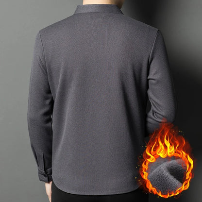 Men's Thermal Flannel Long Sleeves Shirt - Army Green (Black/Beige/Dark Green) 1.1% Cashmere | 450g Heavyweight Winter Warmth