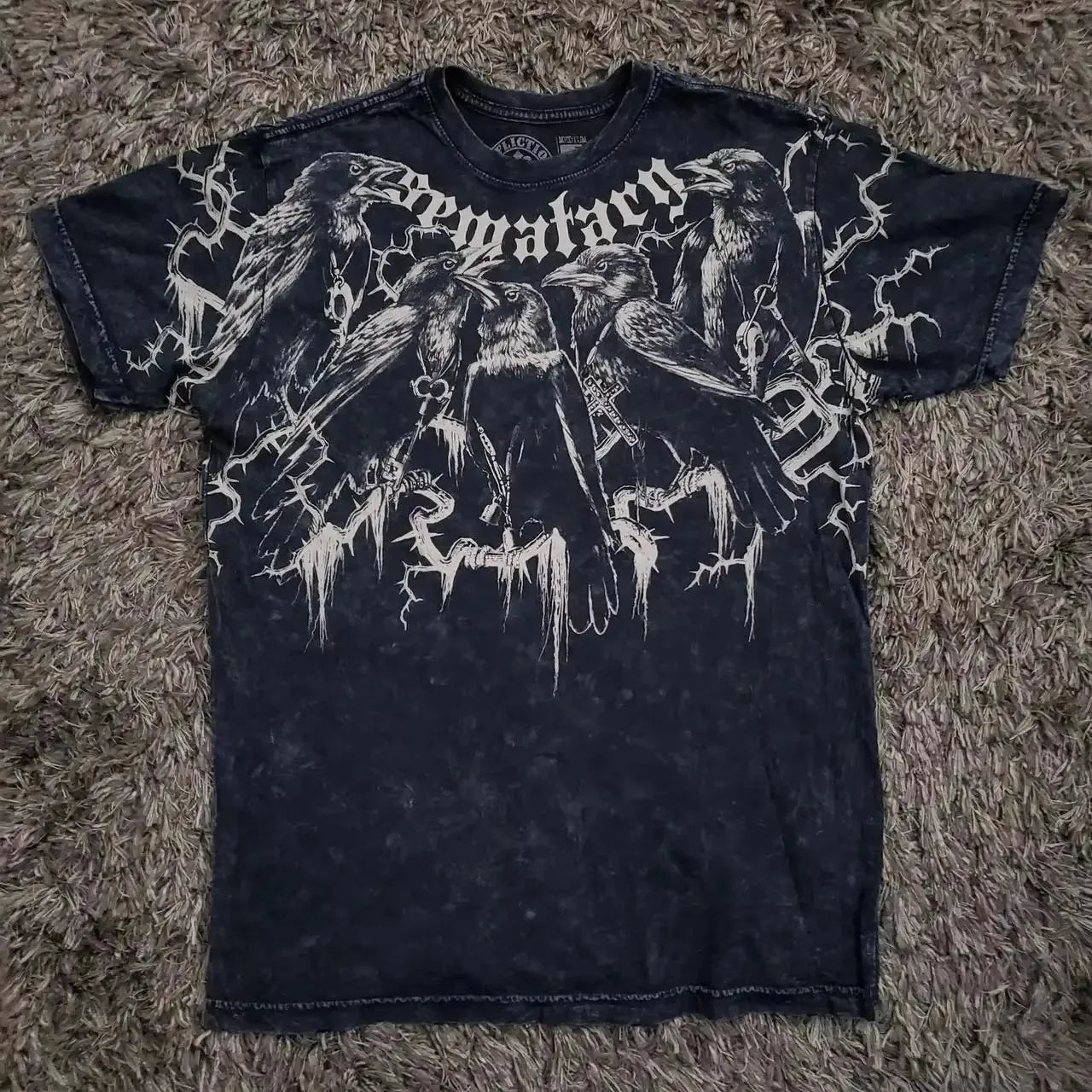 2000s American Skull Pattern Long sleeved T shirt Fashion Round Neck Oversized T shirt New Mens Casual Gothic Clothing Tops