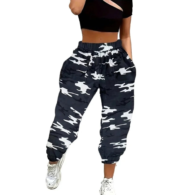 Plus Size 1XL-5XL Summer New Women's Ladies Camo Cargo Trousers Pants Casual Pants