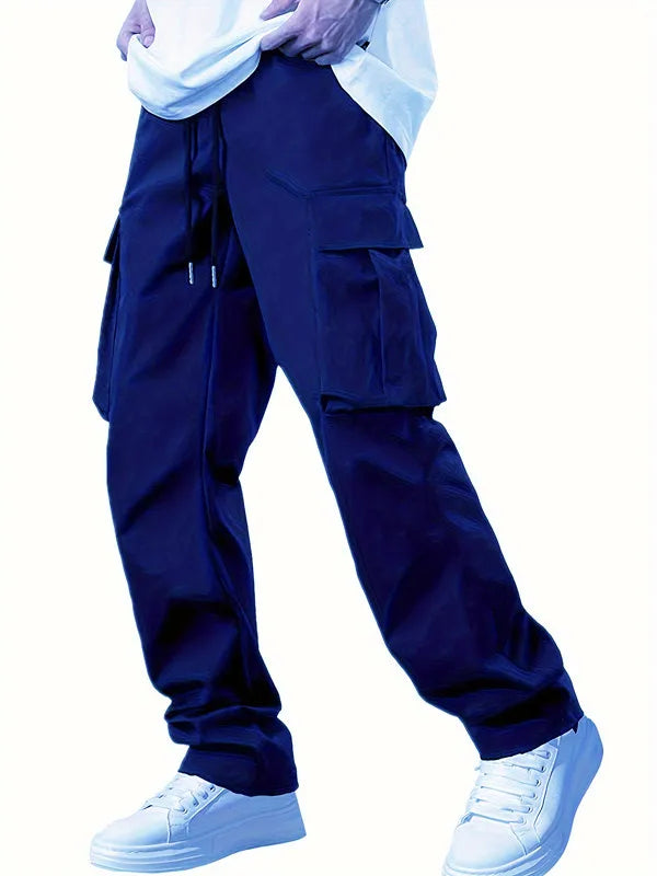 2026 Amazon Summer New Men's Work Pants European and American Independent Station Drawstring Multi Pocket Casual Pants