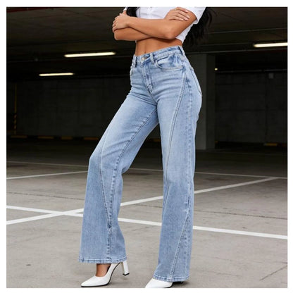 European and American Style Women's Stretch Micro-Flared Jeans Retro 90S Elegant Sweet Denim Trousers Fashion Slim-Fit Long Pant