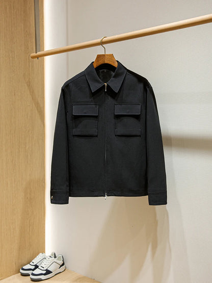Italian Style Flannel Wool Blend Fabric LP Spring Men's Business Casual Collar Jacket Coat Thin Long Sleeve Standard Fit