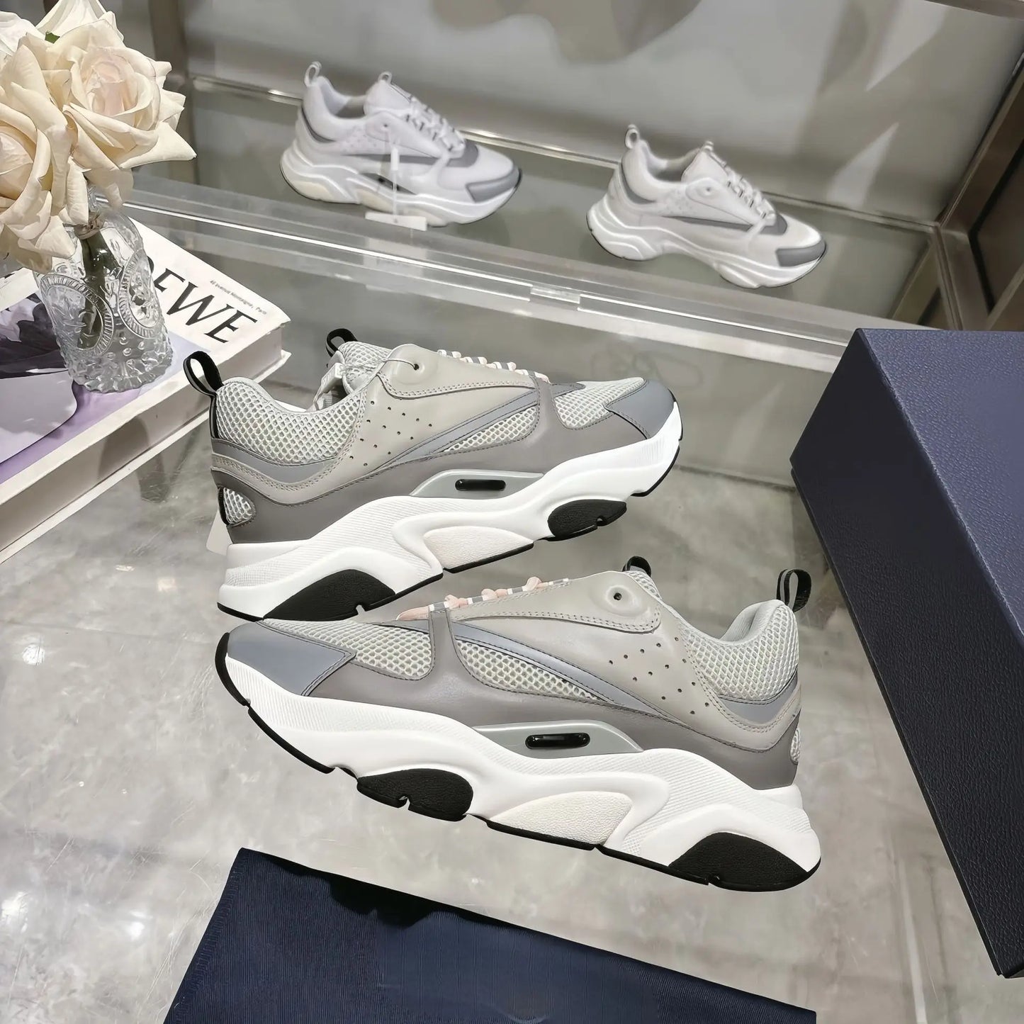 Men's Sport Shoes High Version B22 Cowhide Lightweight Breathable Mesh Contrast Color Laces Reflective Comfortable Unisex