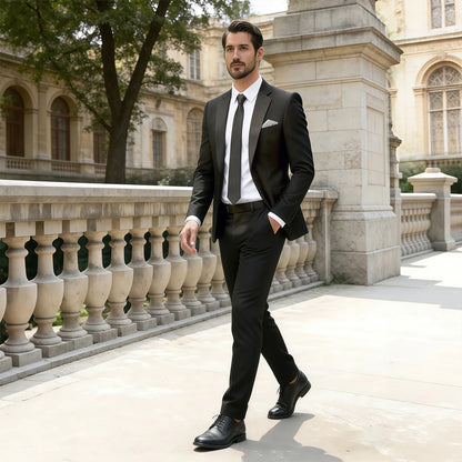 Men's Slim Fit Suit Blazer Business Wedding Party 2-Piece Jacket & Pant Suit