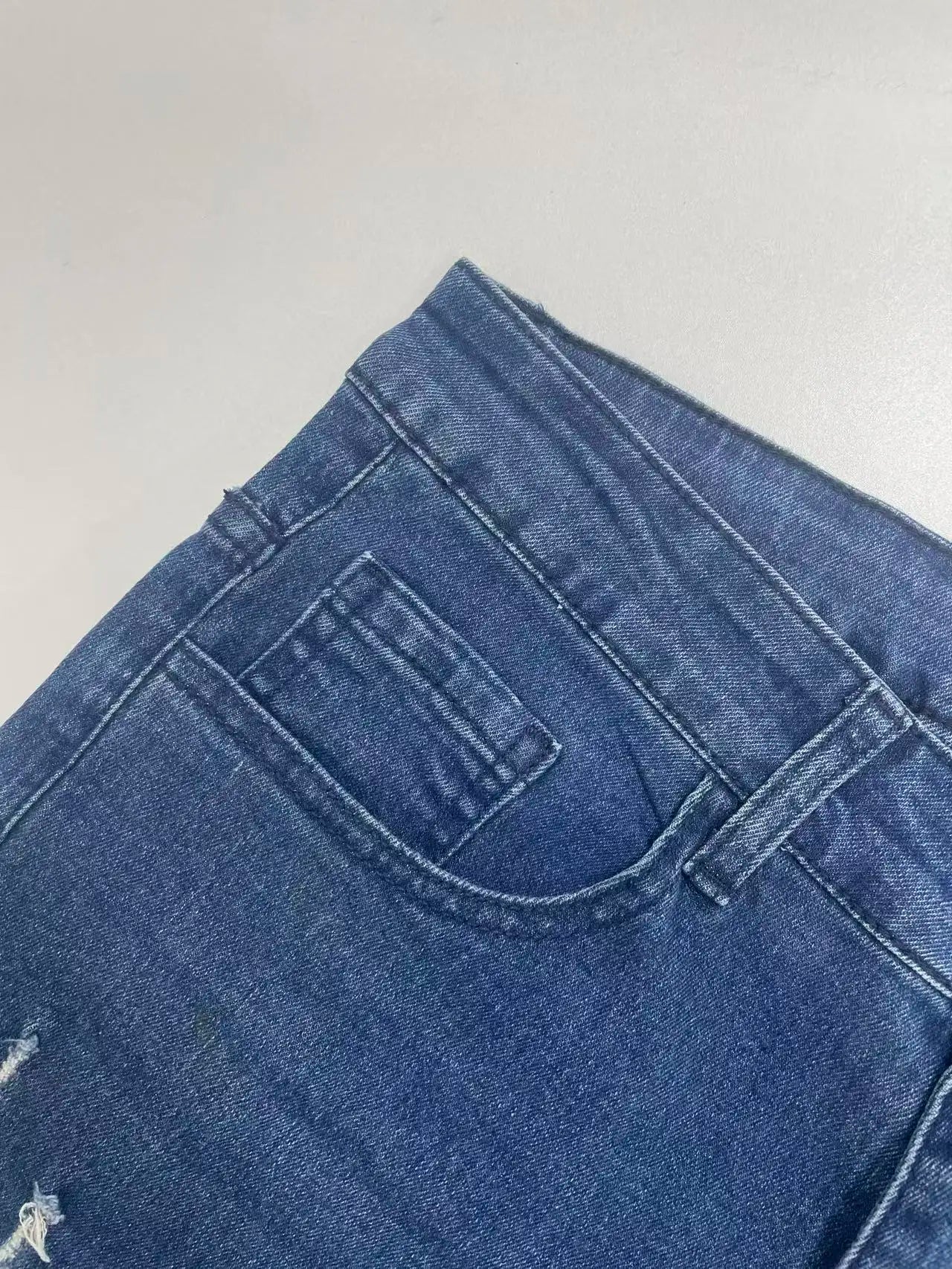 Men's Slim Fit Stretch Denim Jeans with Ripped Detail & Contrast Stitching,