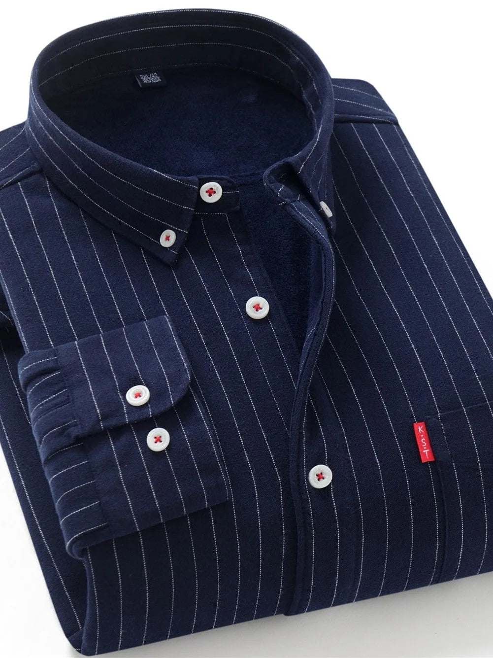 Men's Thickened Flannel Warm Striped Shirt Autumn Winter Casual Style Wear Resistant Durable Outerwear Youth Popular Fashion
