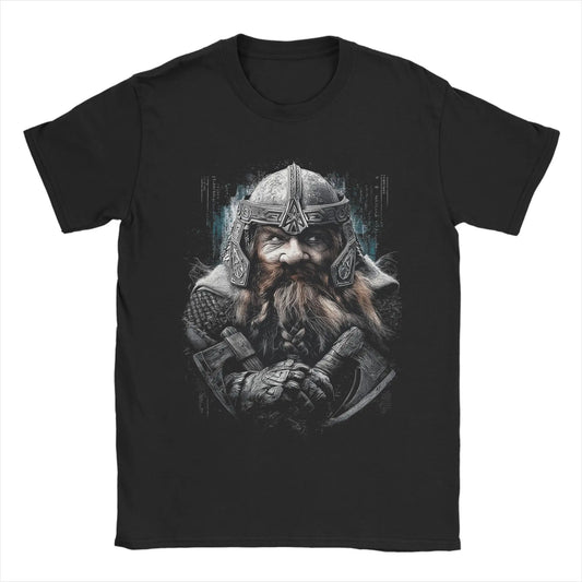Gimli L-Lords Of The R-Rings T Shirt Men Pure Cotton Funny T-Shirt Round Neck  Tees Short Sleeve Tops 6XL