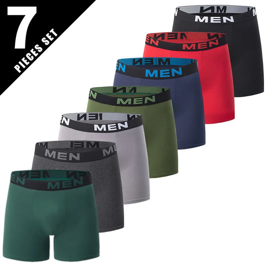 7-Piece Set Of Men's Long Underwear Multi Colored Youth Quick Drying Sporty And Comfortable Plus Size Casual Boxer Shorts Trendy