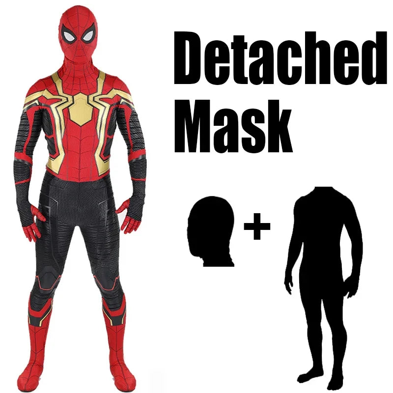 No Way Home Integrated Iron SM Cosplay Superhero Spandex Zentai Suits Spidey Bodysuit BUG Man Outfits Halloween Costume Adult