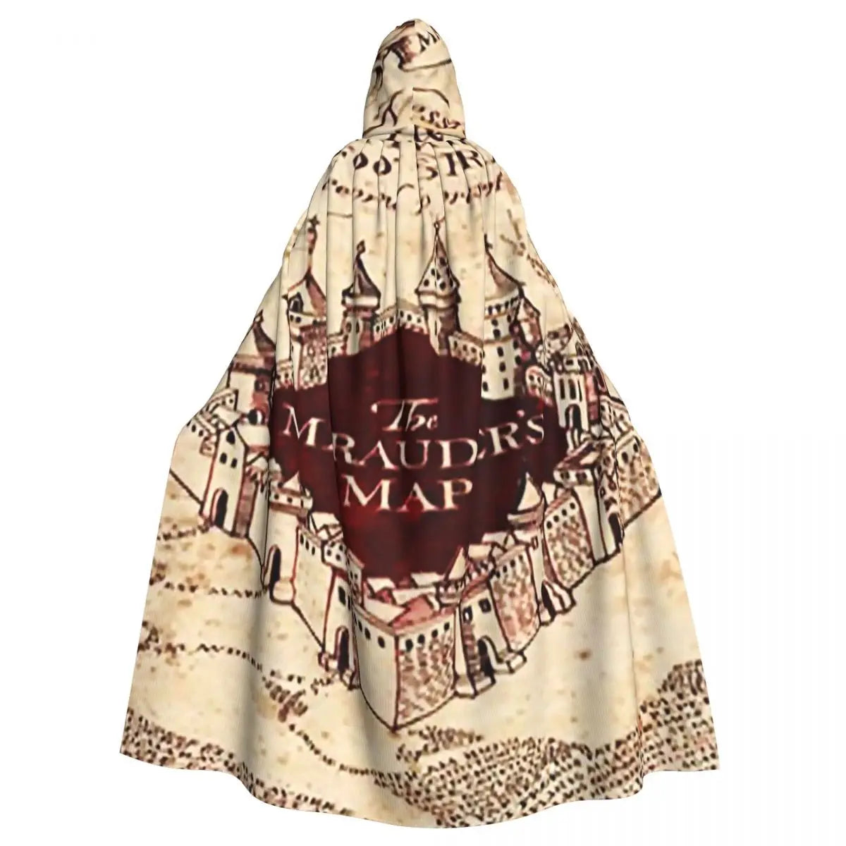 Marauders Magic Map Long Hooded Cloak Witch Medieval Costume Cosplay Cape HalloweenParty Adult Unisex