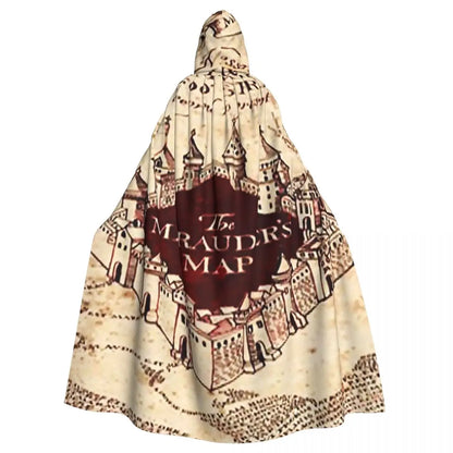 Marauders Magic Map Long Hooded Cloak Witch Medieval Costume Cosplay Cape HalloweenParty Adult Unisex