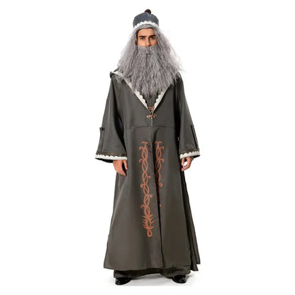 2025 Dumbledore Robe Halloween Cosplay Costume with Hat Wig Full Set for Adult Men