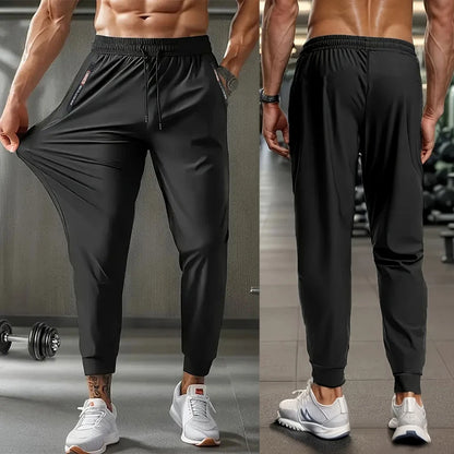 Men's Athletic Stretchy Quick Dry Pants with Zipper Pockets Lightweight Sweatpants for Outdoor Hiking Fishing Running Workout