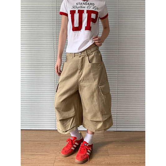 ZHIZOU American Vintage Y2k 2000s Cargo Pants Women Harajuku Oversized Baggy Summer Shorts Trousers Streetwear khaki Jean Capris