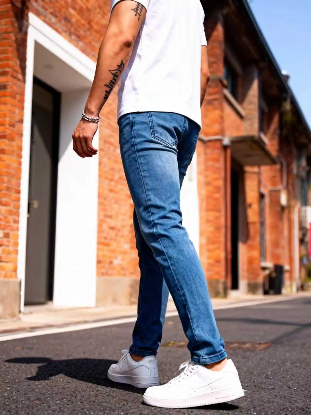 Men's Ripped Jeans, Slim Fit Stretch Denim Pants,