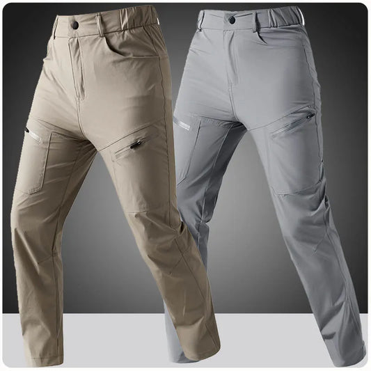 Summer Lightweight Waterproof Trousers Mens Fishing Pants Outdoor Hiking Nylon Quick Dry Pockets Cargo Pant Casual Work Trousers