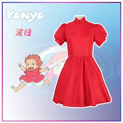 Anime Ponyo Easter Red Dress Cosplay Protagonist Disguise Halloween Carnival Stage Performance Gift