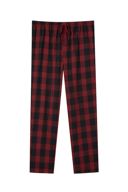 Men's Pajama Bottom Flannel Trendy Plaid Solid Casual Comfy with Pocket Warm Loose Sleeping Pants Stretchy Elastic Waistband