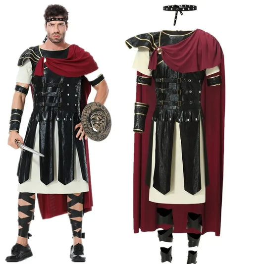 Medieval Roman Royal Knight Warrior Cosplay For Men Adult Carnival European Gladiators Soldier Cloak