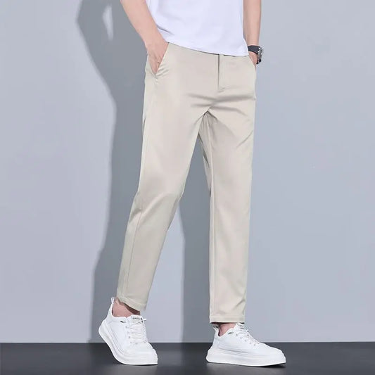 2026 New Spring Summer Ankle-Length Pants Men Straight Fit Fashion Thin Brand Clothing Solid Color Casual Trousers Male 28-38