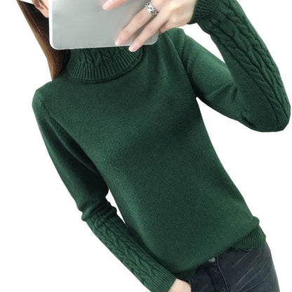 Women Sweater Turtleneck Pullovers Autumn Winter Sweaters New 2025 Long Sleeves Thick Warm Female Sweater Khaki