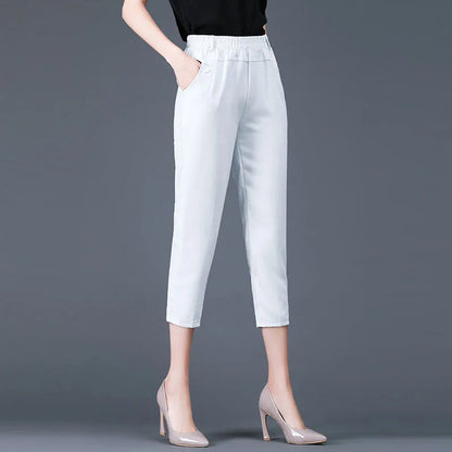 Casual Capris For Women Small Stature Thin Summer High Waisted Straight Tube Loose Fitting And Slimming Over Harun Pant