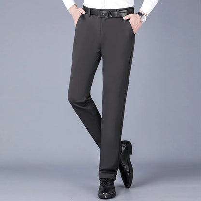 Elastic Men's Suit Pants Thin Straight Leg Pants Wrinkle Resistant Non-ironing Streetwear Men's Pants Business