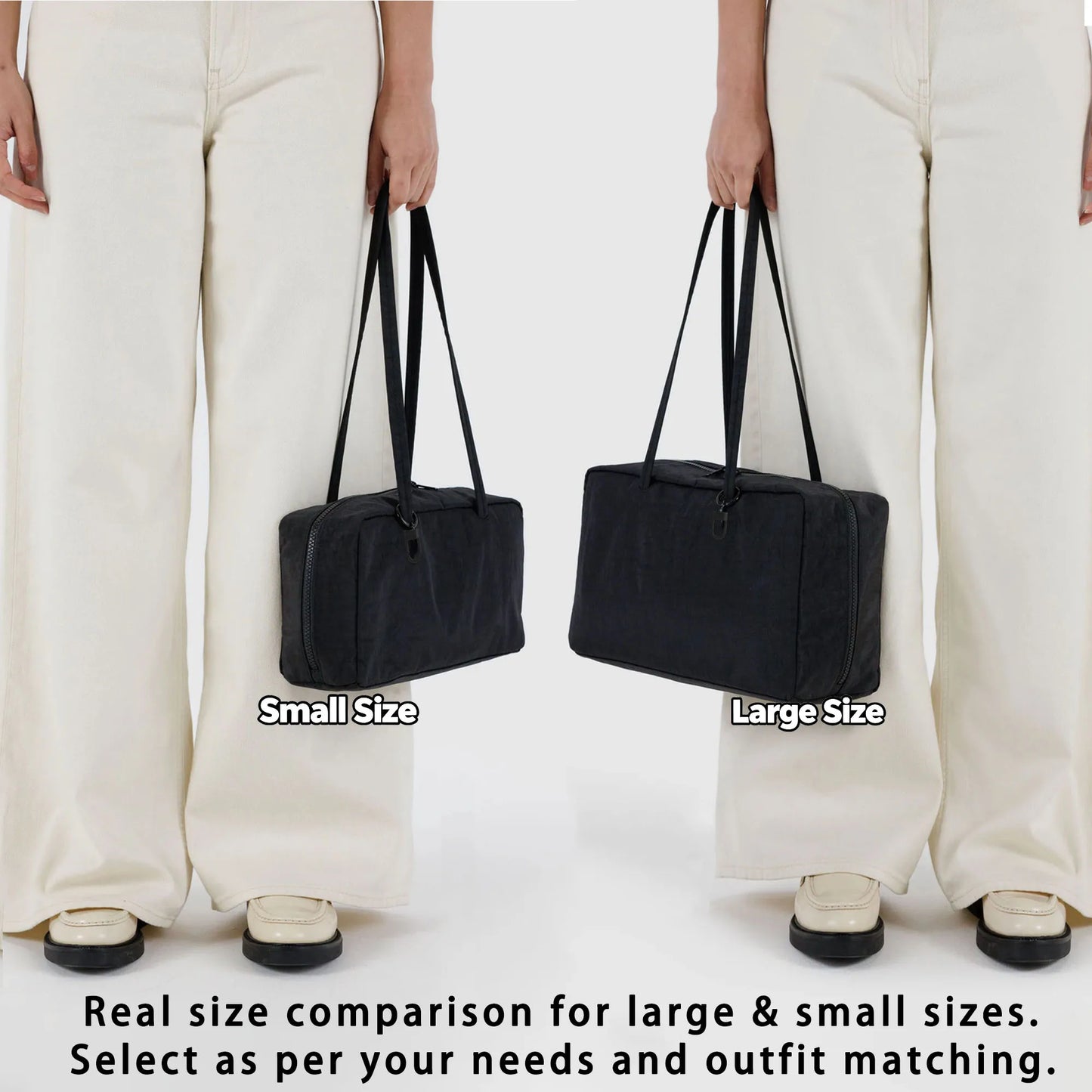 Nylon Tote Bag Bowler Bag Women Shoulder Purse with Keychain Clip, Lightweight Zipper Handbag Daily Work Travel Gym Gift for Mum